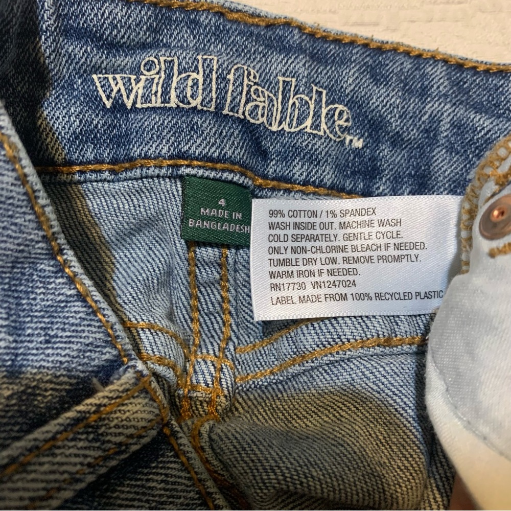 Wild Fable Denim Medium Wash Distressed Raw Cut Off Hem Casual Mini Skirt - Picture 3 of 5